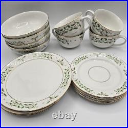Gibson Christmas Holiday Charm Gold Ivy Trim 20 Piece Set MISSING DINNER PLATES