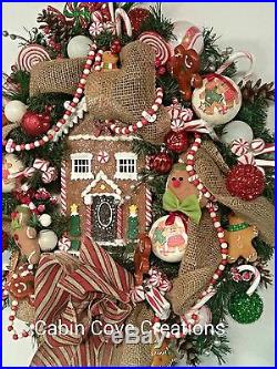 Gingerbread Christmas Wreath Gingerbread House Burlap Holiday Winter ADORABLE