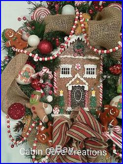 Gingerbread Christmas Wreath Gingerbread House Burlap Holiday Winter ADORABLE