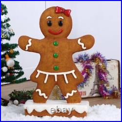 Gingerbread Girl Figurine Oversized Lawn Outdoor Holiday Figure Decor Resin