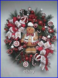 Gingerbread Man Door Wreath Winter Holiday Decor Christmas Candy Sweets SALE
