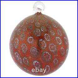 GlassOfVenice Murano Glass Christmas Ornament Red Millefiori