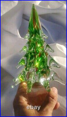 Glass Christmas Trees Set of 3 Solid Glass Graduated 12 10 8 READ