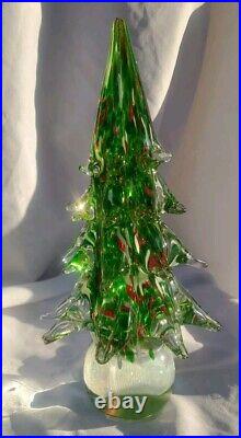 Glass Christmas Trees Set of 3 Solid Glass Graduated 12 10 8 READ