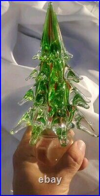 Glass Christmas Trees Set of 3 Solid Glass Graduated 12 10 8 READ