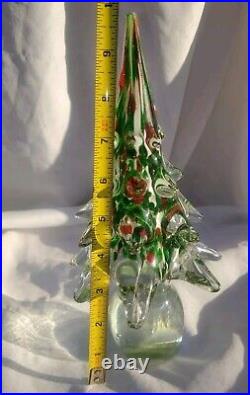 Glass Christmas Trees Set of 3 Solid Glass Graduated 12 10 8 READ