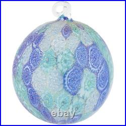 Glass Of Venice Murano Glass Aurea Millefiori Christmas Ornament Aqua Blue wit