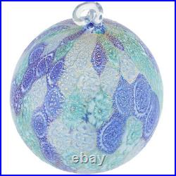 Glass Of Venice Murano Glass Aurea Millefiori Christmas Ornament Aqua Blue wit