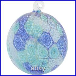Glass Of Venice Murano Glass Aurea Millefiori Christmas Ornament Aqua Blue wit
