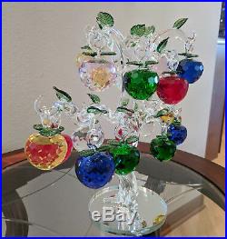 Glass Tree with 18 Crystal Faceted Apples in Six Different Colors Home Decor