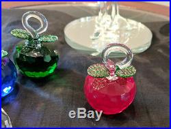 Glass Tree with 18 Crystal Faceted Apples in Six Different Colors Home Decor