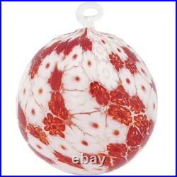 Glass of Venice Murano Glass Aurea Millefiori Christmas Ornament Red and White