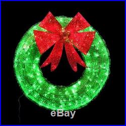 Glittering 3ft 36 Christmas Indoor Outdoor Wreath with 150 LED Twinkling Lights