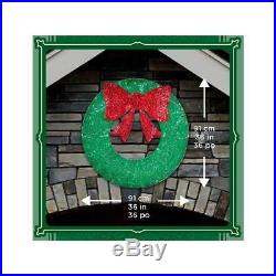 Glittering 3ft 36 LED Wreath 150 Twinkling Lights Christmas Decoration Outdoor