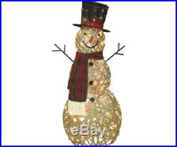 Glittering Christmas PVC Champagne Indoor Outdoor Snowman 100 Lights 4 ft tall