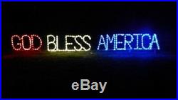 God Bless America Phrase Sign Outdoor LED Lighted Decoration Steel Wireframe