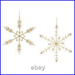 Gold Beaded Metal Snowflake Ornament (Set of 6)