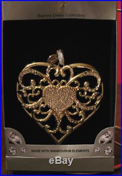 Gold Heart Ornament Harvey Lewis Collection Swarovski Elements NIB