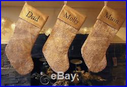 Gold Sparkly Personalised Christmas Stocking -Embroidered with any name