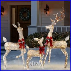 Golden Christmas Lighted Reindeer Family Set for Indoor Outdoor Yard Decor
