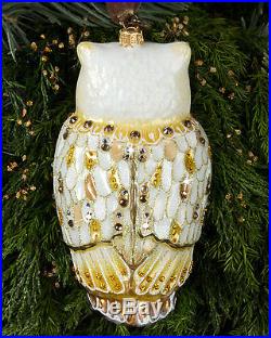 Golden Woodland OWL Glass Ornament JAY STRONGWATER Swarovski Christmas NIOB