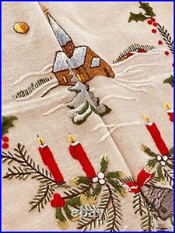 Gorgeous Jul Norwegian Large Christmas Hand Embroidered Tablecloth Church Fine