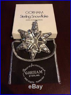 Gorham 1970 Sterling Silver Christmas Ornament Snowflake Original Box & Cloth