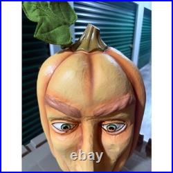 Grandin Road Expressive Pumpkin Face Halloween Decor Figurine Orange