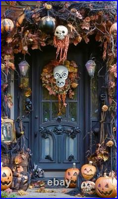 Grandin Road Halloween French Victorian Gothic Skull Eyes Door Knocker Music
