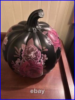 Grandin Road Midnight Rose Pumpkin Halloween Road Discontinued Whimsigoth Floral