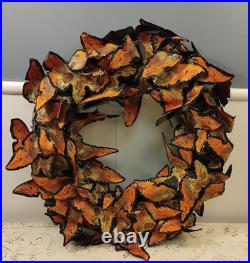 Grandin Road Monarch Butterflies/Moths With Skulls Halloween 16 Wreath