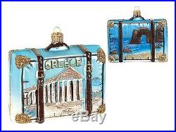 Greece Travel Suitcase Polish Glass Christmas Ornament Greek Tree Decoration New