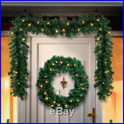 Green Christmas LED Wreath Garland Tree Pack Door Hanging Decoration Outdoor