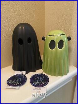 Green Frankenstein & Black Ghost Light Up Ghosts- NWT Halloween Decor