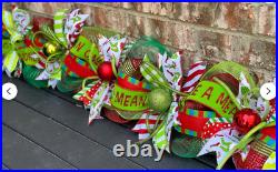 Green Monster Themed Christmas Garland, Green Monster Swag, Grinch 4