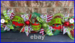Green Monster Themed Christmas Garland, Green Monster Swag, Grinch 4