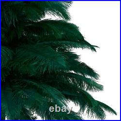 Green Ostrich Feather Christmas Tree Real Bird Feather Branches Stand Included
