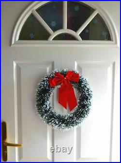 Green Snowy Tinsel Christmas Wreath Xmas Home Party Door Wall Garland Ornaments
