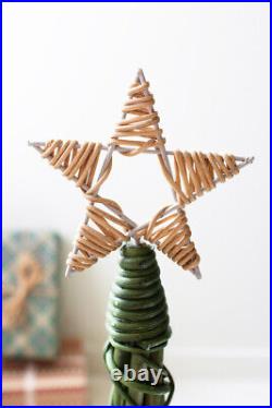 Green Willow Christmas Topiary Set With Natural Star Rattan XXL Set Of 3