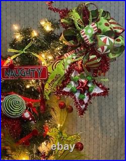 Grinch Christmas Tree Decorations Lot Of 120 Items with Topper, Tree Skirt. EUC