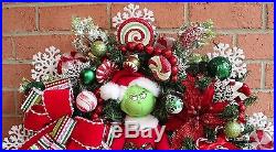 Grinch Christmas Wreath Pre-lit, Peppermint, candy, Large, Welcome to Whoville