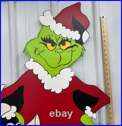 Grinch & Max Plus Cindy Lou Hand Painted Wood Yard Art Christmas Outdoor