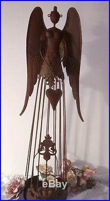 Großer Engel Flügel Windlicht Edelrost Metall Deko Shabby Vintage Landhaus 90cm