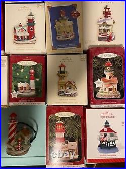 HALLMARK CHRISTMAS ORNAMENTS LIGHTHOUSE GREETINGS / HOLIDAY LIGHTHOUSE Lot Of 18