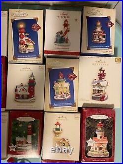 HALLMARK CHRISTMAS ORNAMENTS LIGHTHOUSE GREETINGS / HOLIDAY LIGHTHOUSE Lot Of 18