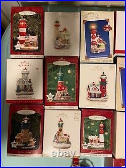 HALLMARK CHRISTMAS ORNAMENTS LIGHTHOUSE GREETINGS / HOLIDAY LIGHTHOUSE Lot Of 18