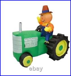 HALLOWEEN 6.5 FT THANKSGIVING HARVEST SCARECROW TRACTOR Airblown Inflatable