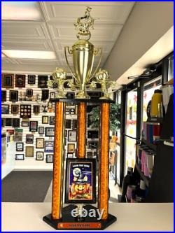 HALLOWEEN TROPHY 35 TALL SUPER COOL AWARD With WITCH FIGURE AND FUN GRAPHICS #