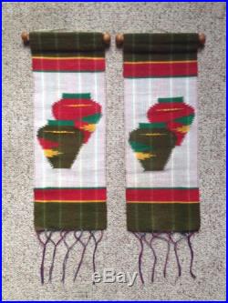 HANGING SOUTHWEST CHRISTMAS BANNERS. SET OF 2. VINTAGE HANDMADE XMAS DECOR