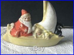 HERTWIG GERMANY Vintage Figurine SAILBOAT SANTA Christmas Antique RARE CERAMIC